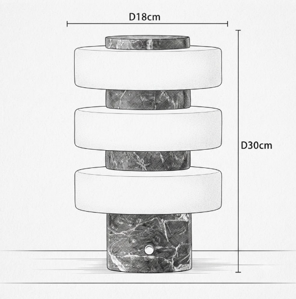 Lampe de table - MOSSI — schéma dimensions